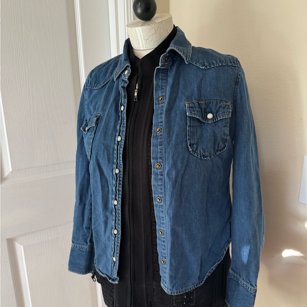 7 For All Mankind Blue Button Down Shirt
